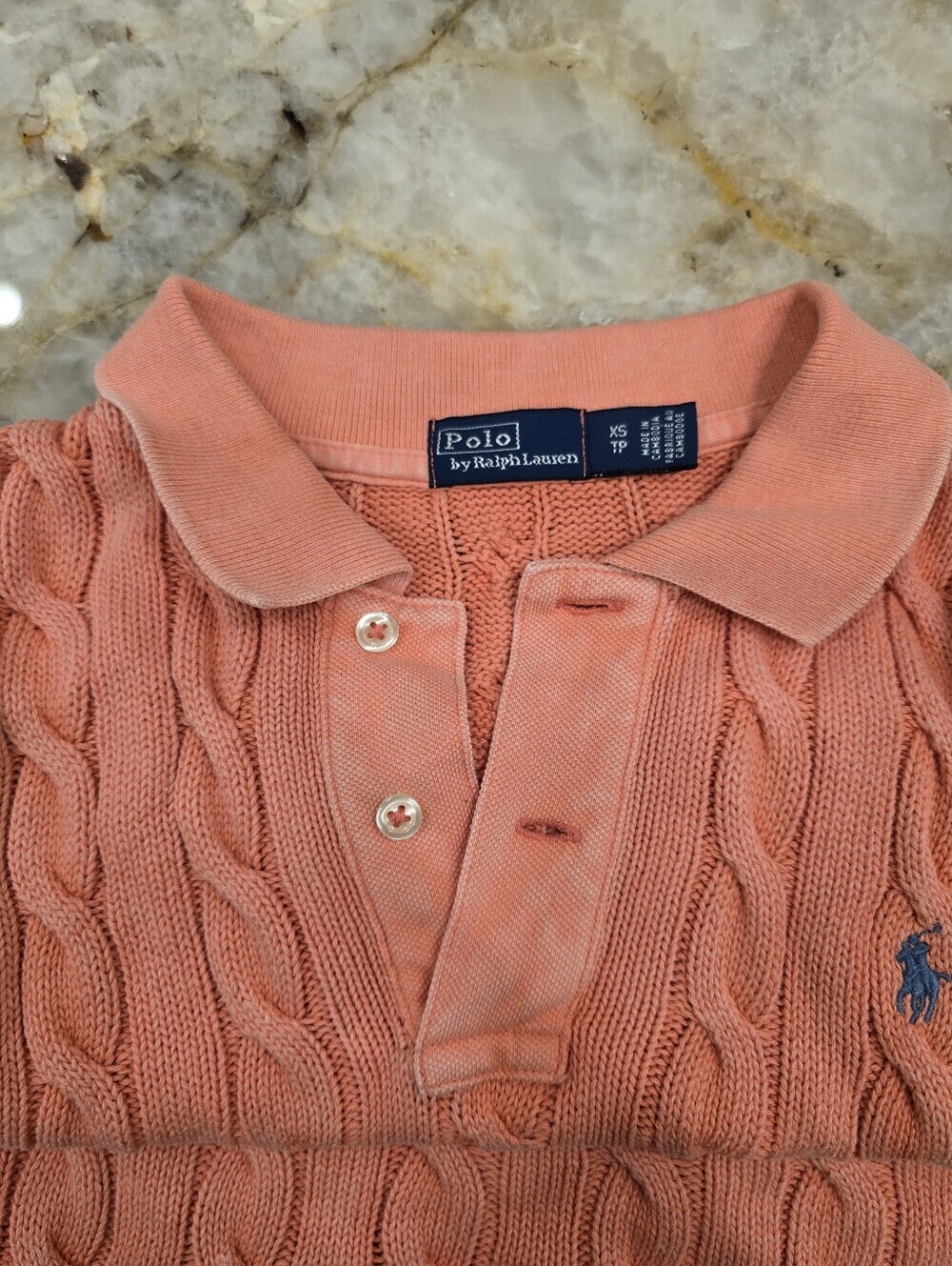 Polo Ralph Lauren Sleeveless Cable Knit Polo Top Salmon XS - Picture 6 of 7